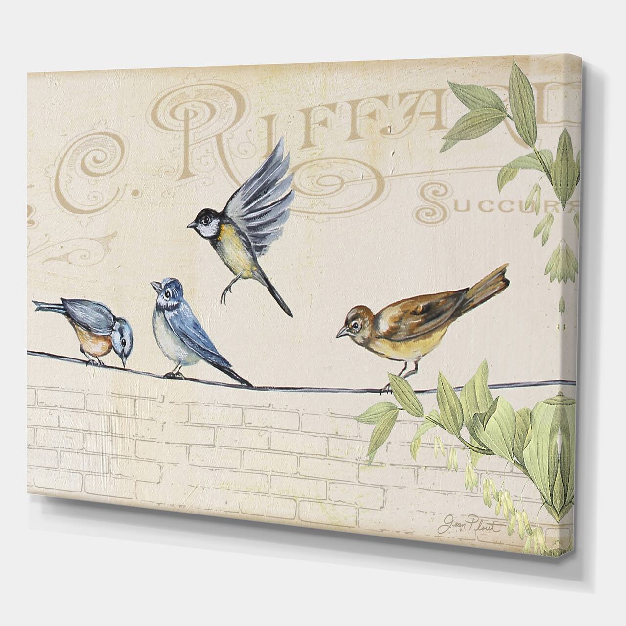 Designart - Birds Gathered On Wire Paris I - Cottage Canvas Artwork
